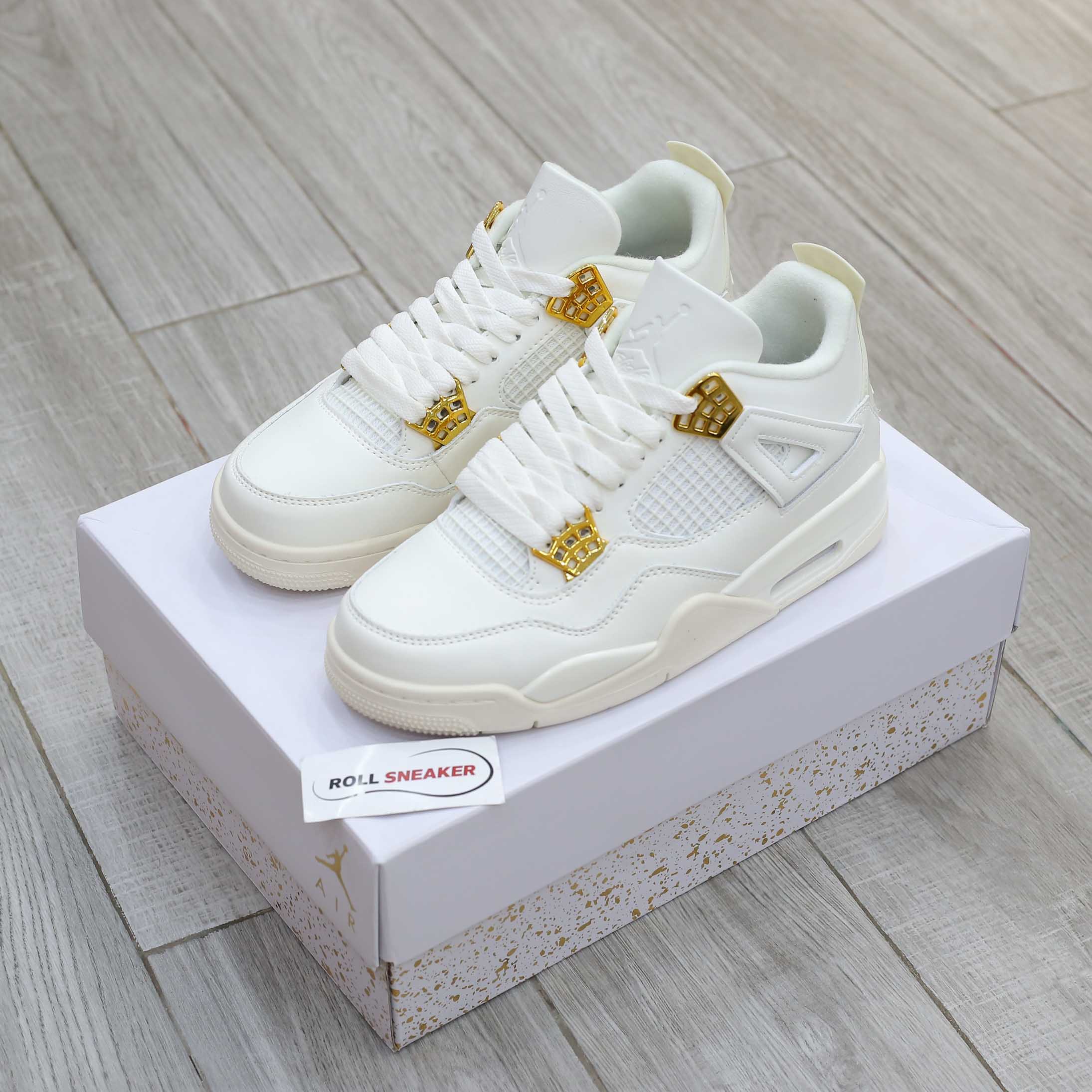 Giày Nike Air Jordan 4 Sail Metallic Gold Like Auth