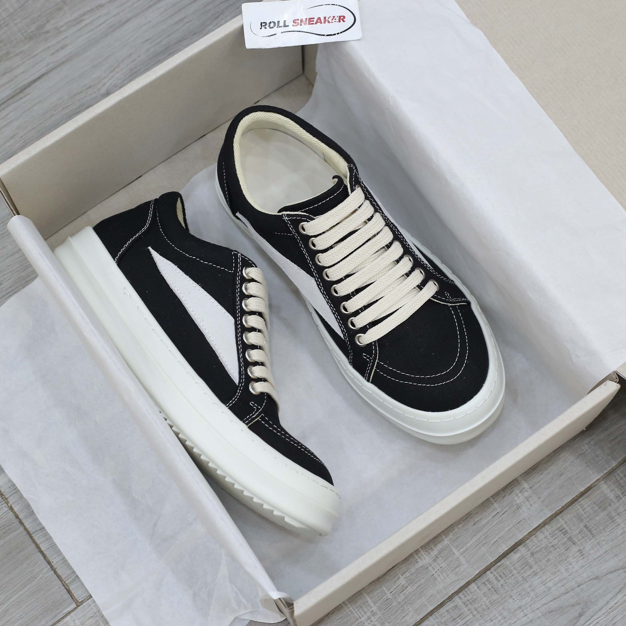 Giày Rick Owens Vintage ‘Black Milk White’ Canvas Best Quality