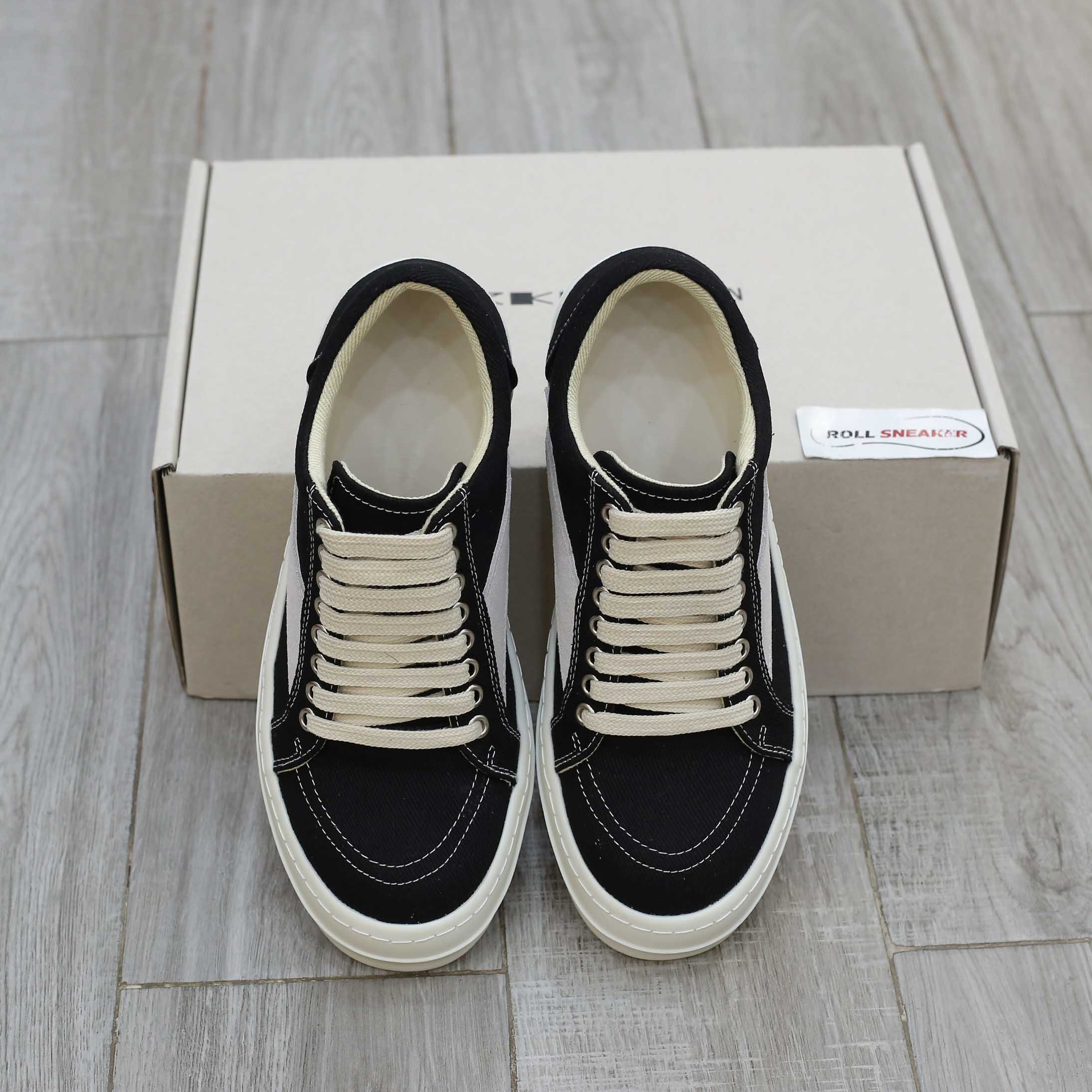 Giày Rick Owens Vintage ‘Black Milk White’ Canvas Best Quality