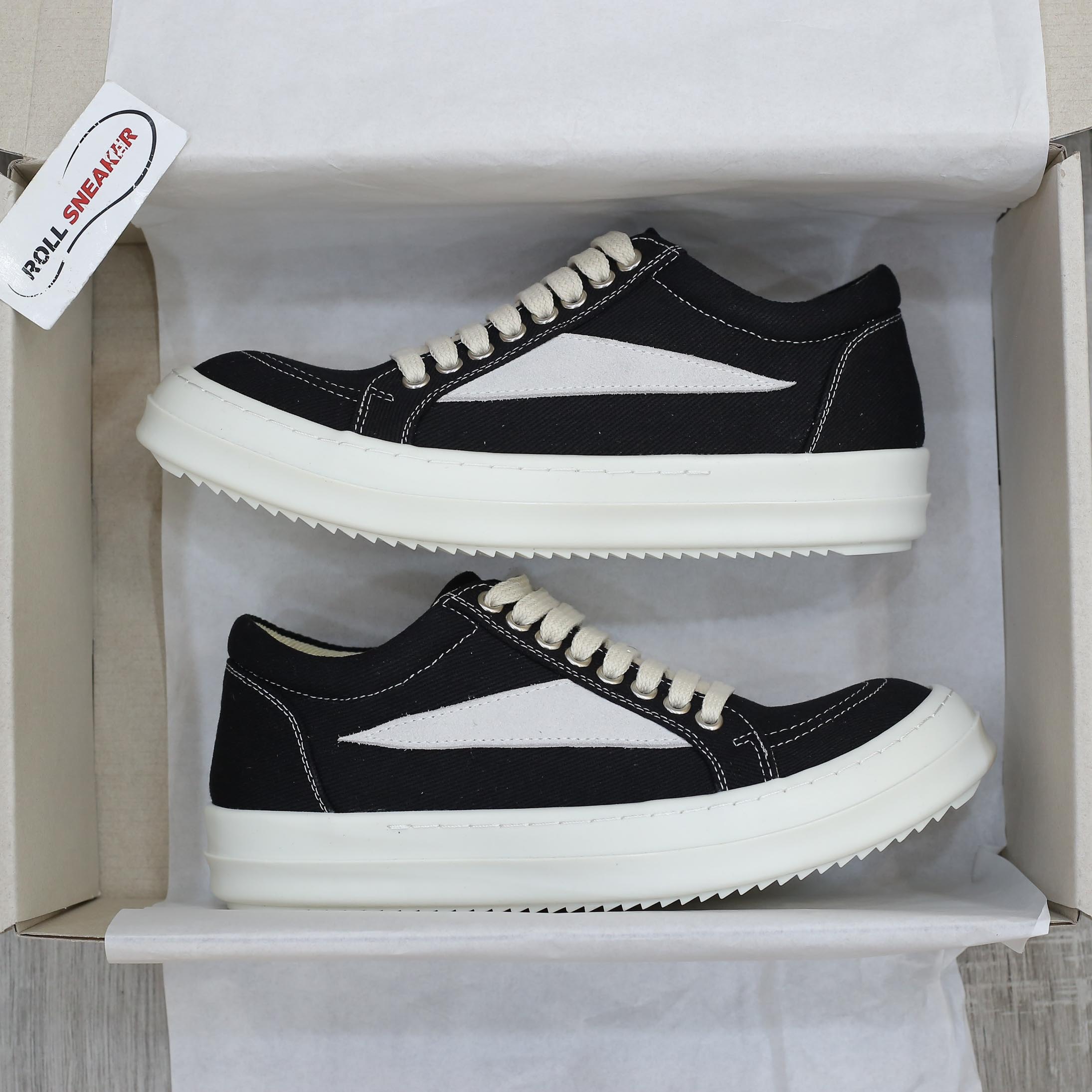 Giày Rick Owens Vintage ‘Black Milk White’ Canvas Best Quality