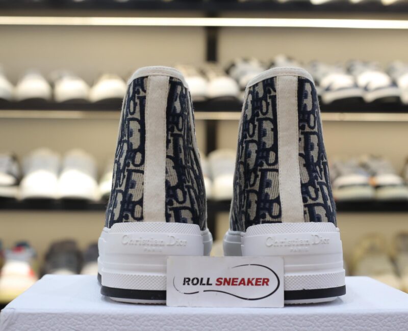 Giày WALK’N’DIOR HIGH-TOP PLATFORM SNEAKER Deep Blue Dior Oblique Embroidered Cotton Best Quality