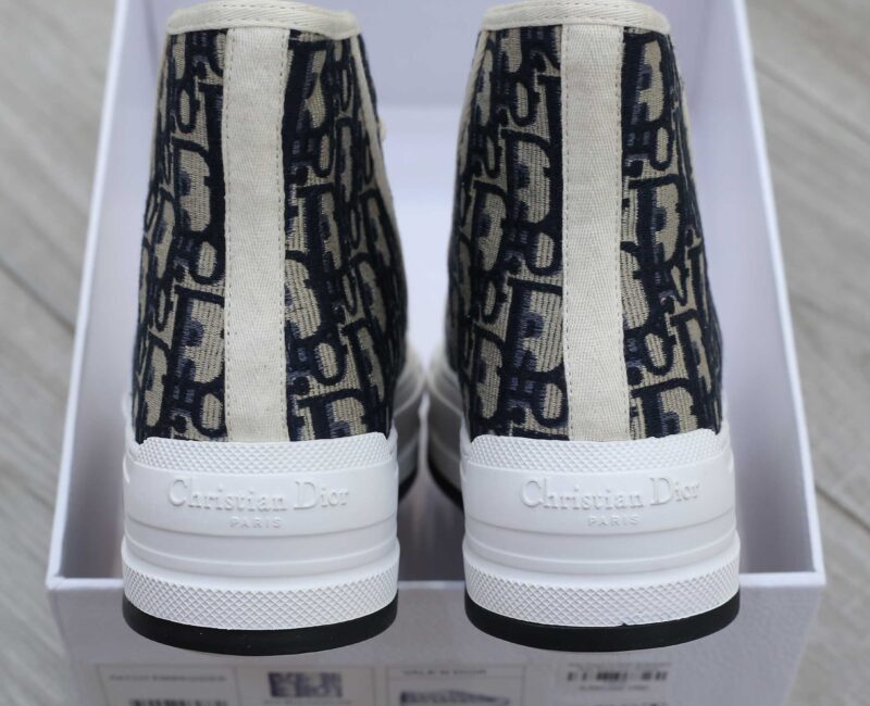 Giày WALK’N’DIOR HIGH-TOP PLATFORM SNEAKER Deep Blue Dior Oblique Embroidered Cotton Best Quality