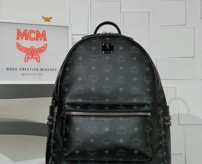 Balo MCM Stark Side Studs in Visetos Black Medium Best Quality