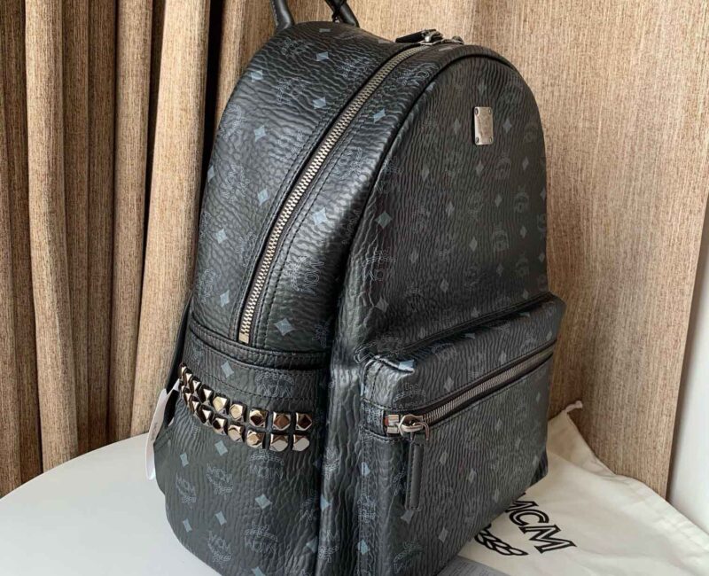 Balo MCM Stark Side Studs in Visetos Black Medium Like Auth