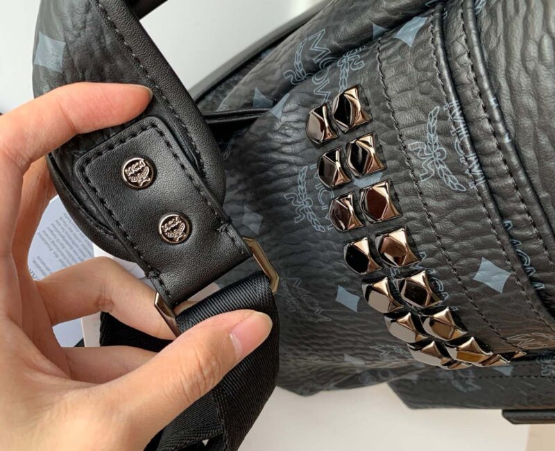 Balo MCM Stark Side Studs in Visetos Black Medium Like Auth