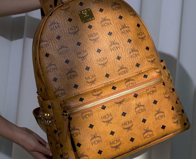 Balo MCM Stark Side Studs Visetos màu Cognac Medium Best Quality