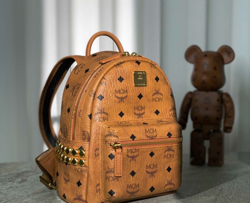 Balo MCM Stark Side Studs Visetos màu Cognac Mini Best Quality