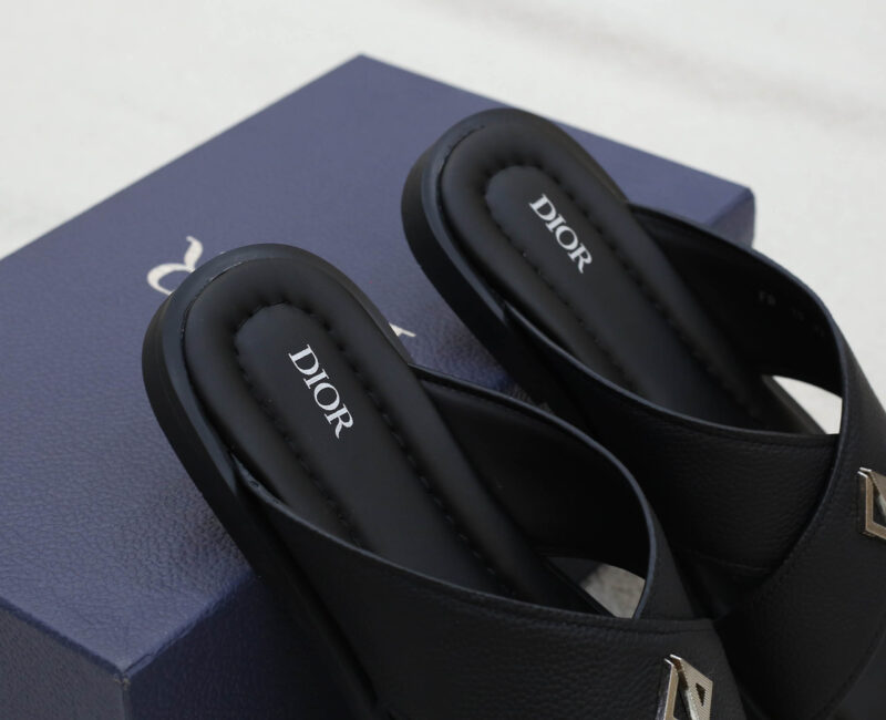 Dép Dior Alias Sandal Black Grained Calfskin Best Quality
