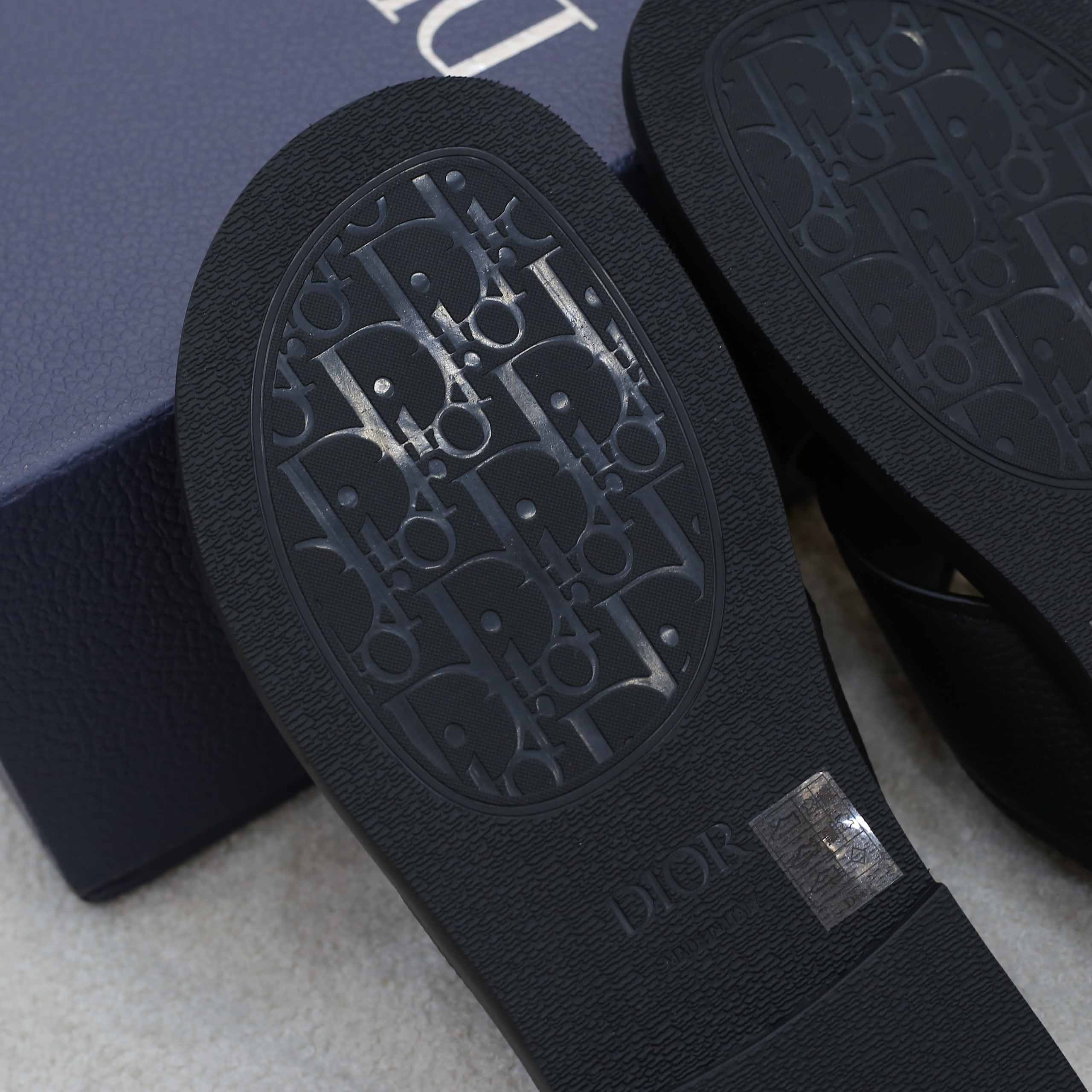 Dép Dior Alias Sandal Black Grained Calfskin Best Quality