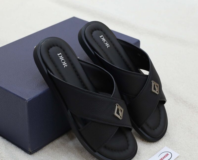 Dép Dior Alias Sandal Black Grained Calfskin Best Quality