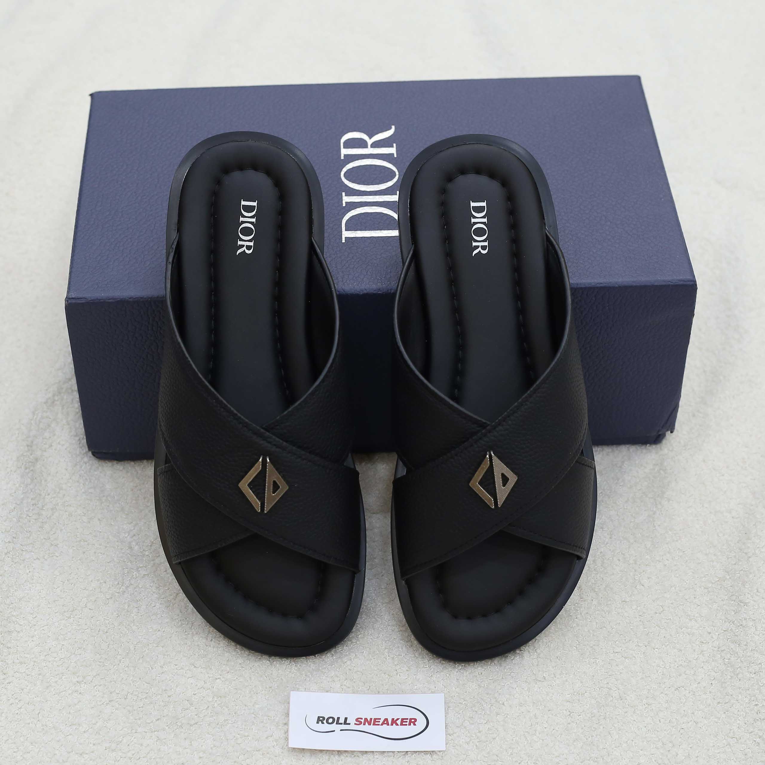 Dép Dior Alias Sandal Black Grained Calfskin Best Quality