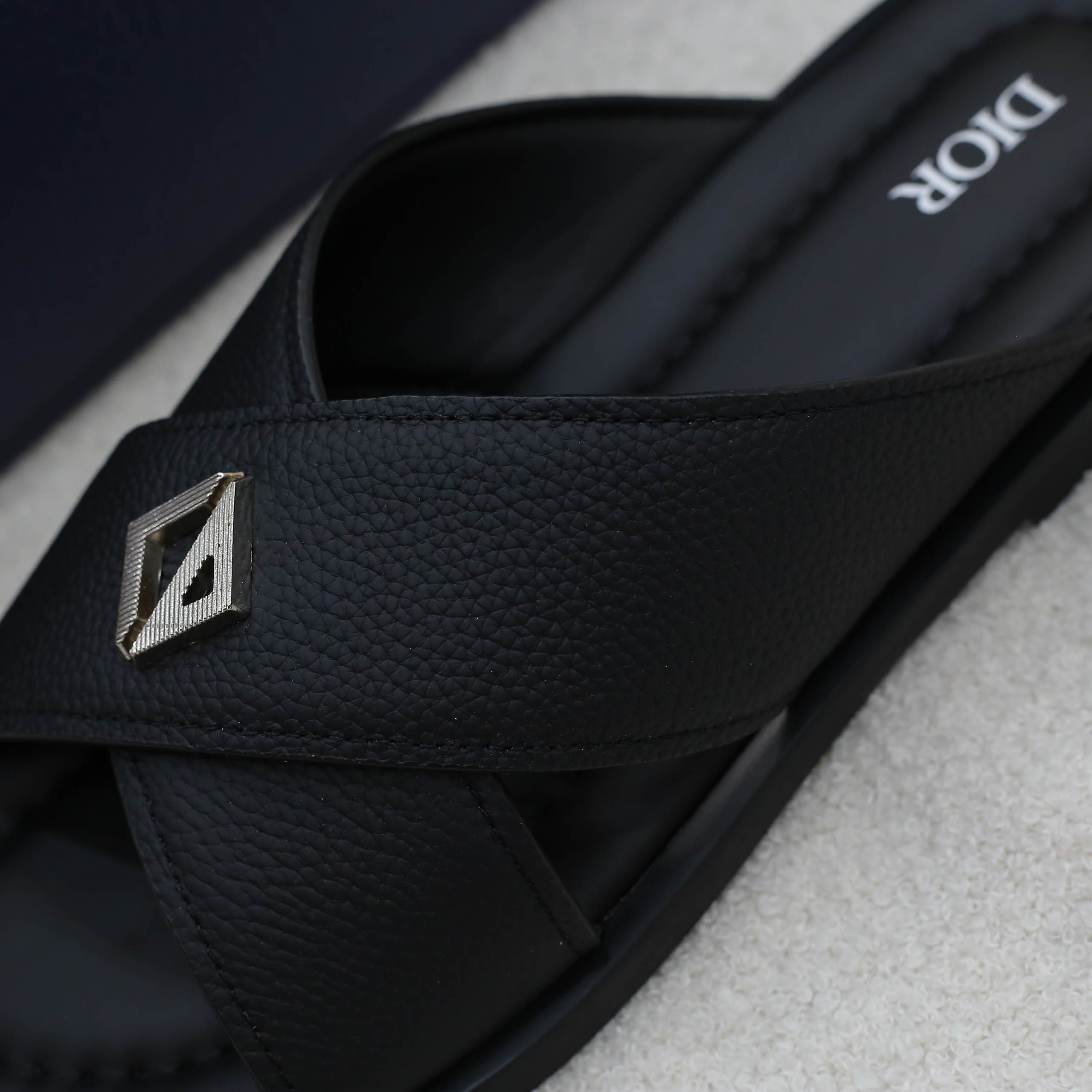 Dép Dior Alias Sandal Black Grained Calfskin Best Quality