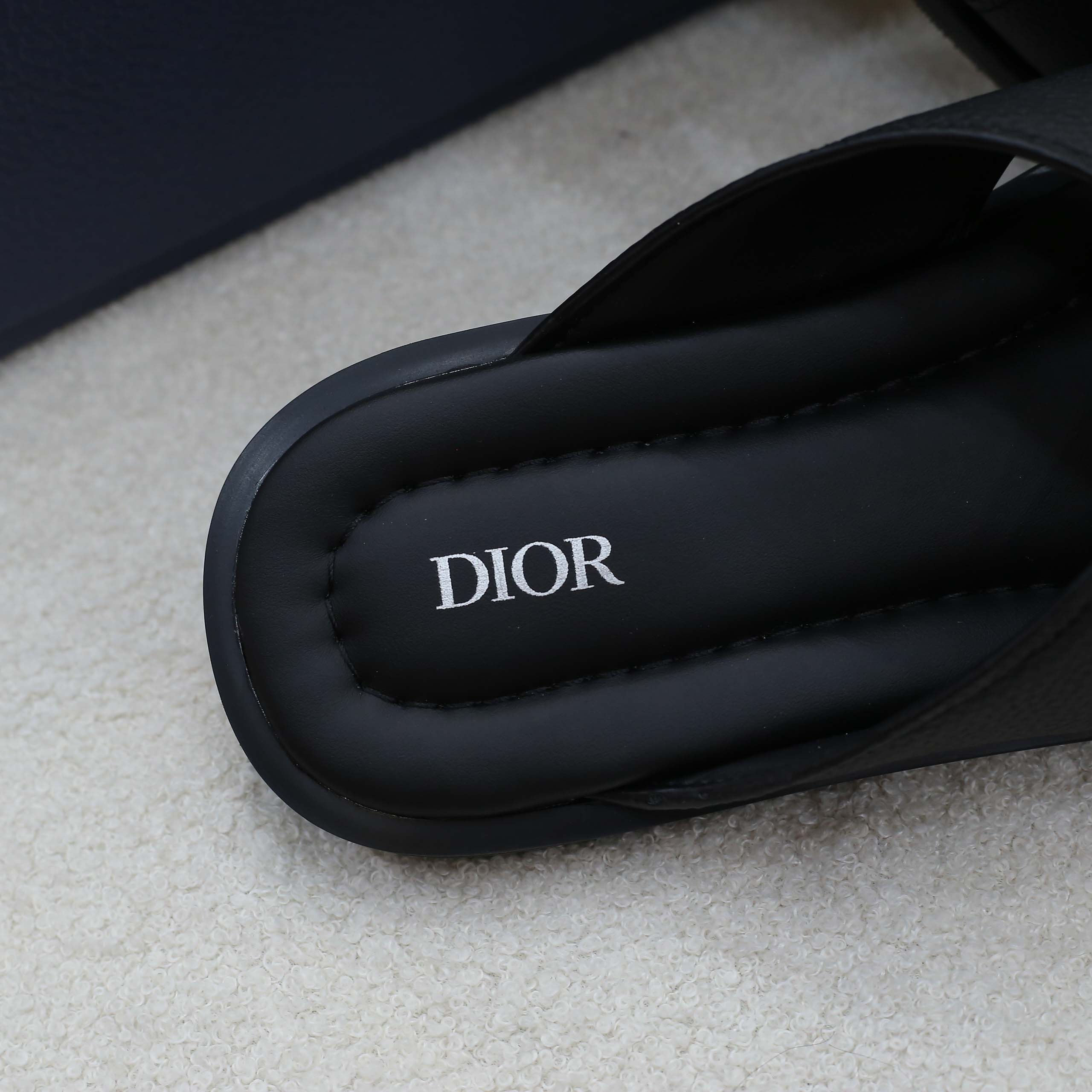 Dép Dior Alias Sandal Black Grained Calfskin Best Quality