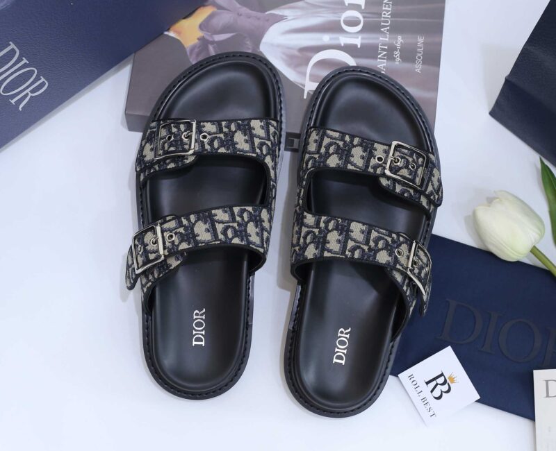 Dép Dior Aqua Sandal Beige Black Dior Oblique Jacquard Best Quality