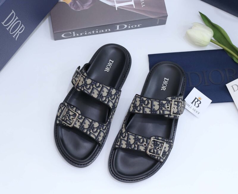 Dép Dior Aqua Sandal Beige Black Dior Oblique Jacquard Best Quality