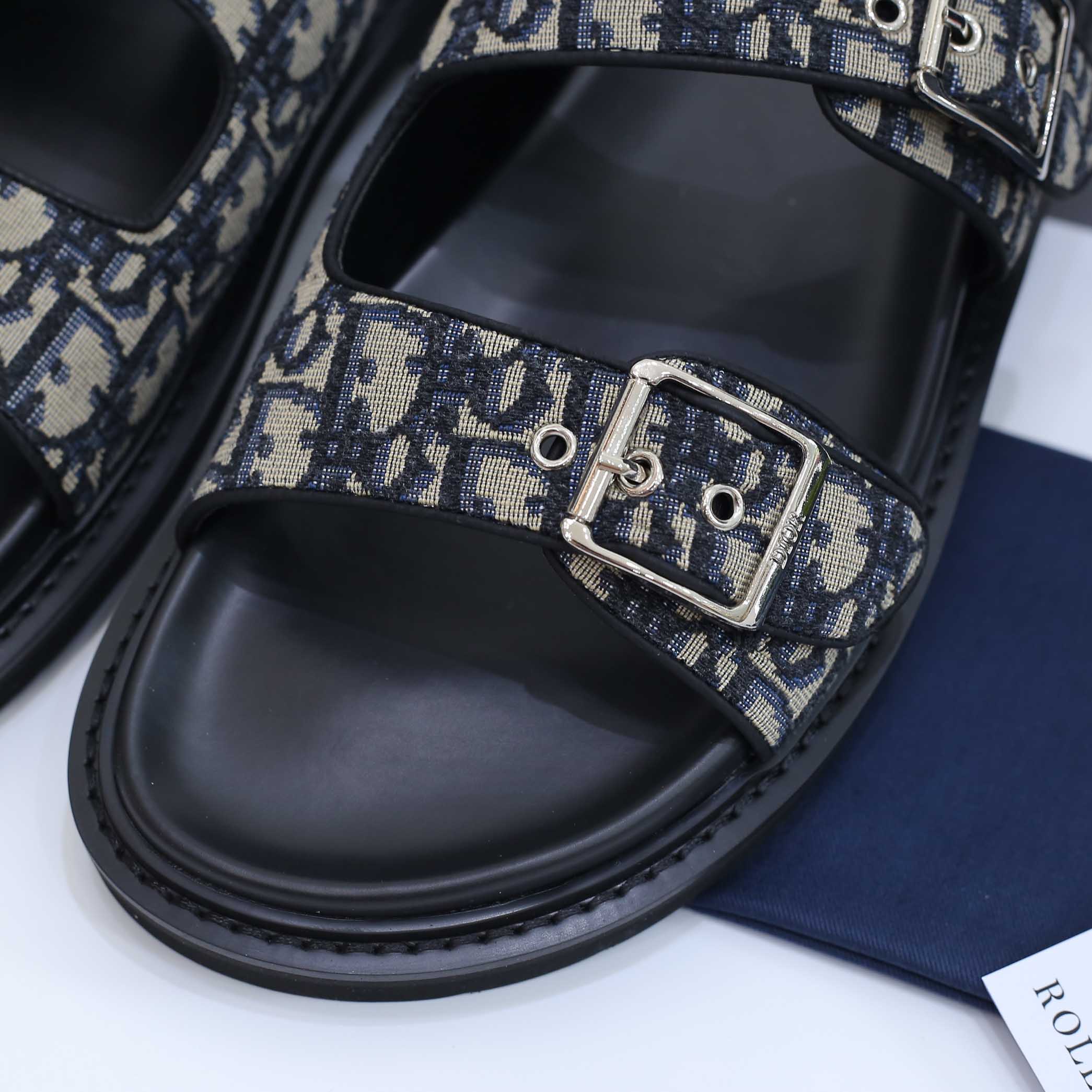 Dép Dior Aqua Sandal Beige Black Dior Oblique Jacquard Best Quality