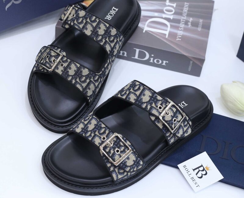 Dép Dior Aqua Sandal Beige Black Dior Oblique Jacquard Best Quality