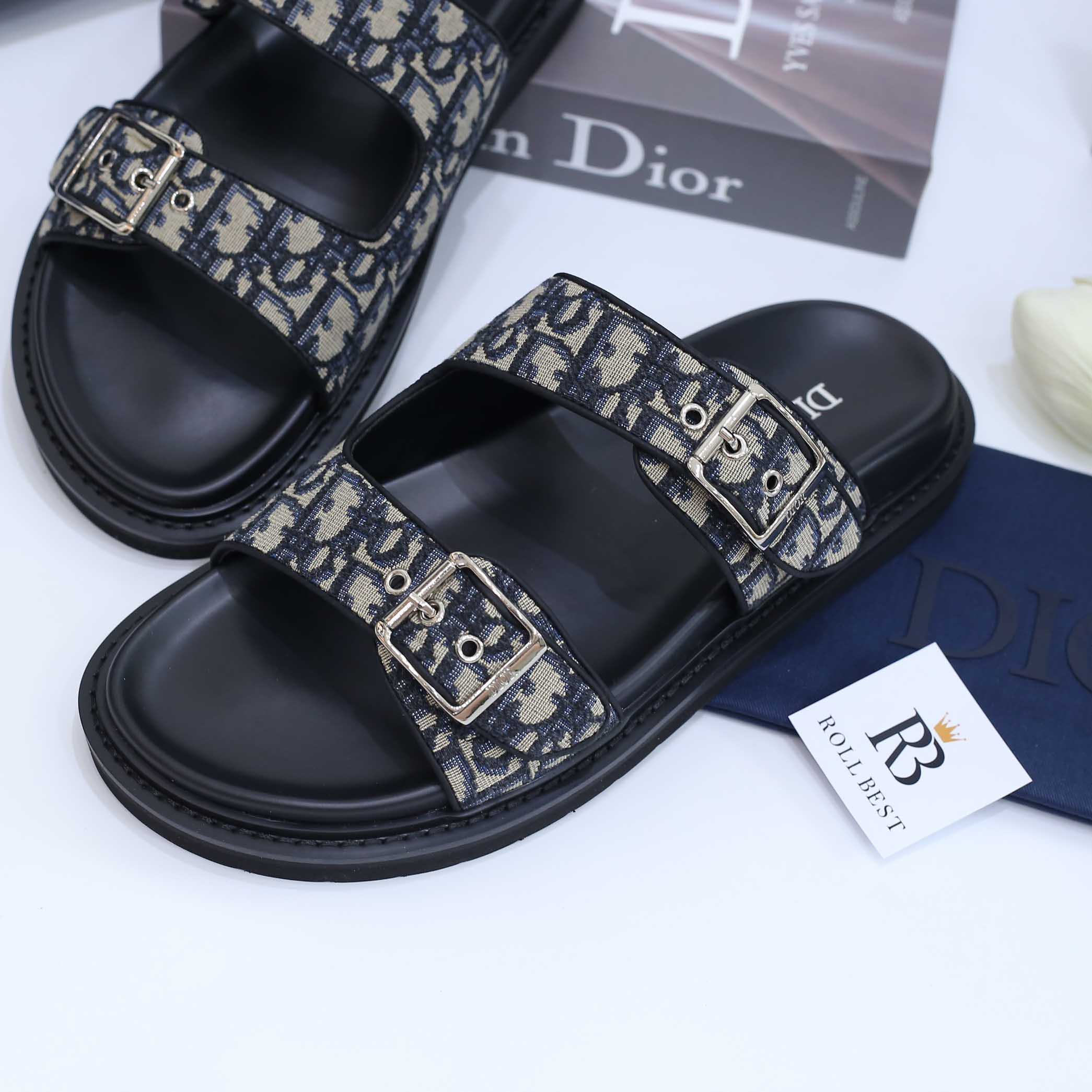 Dép Dior Aqua Sandal Beige Black Dior Oblique Jacquard Best Quality