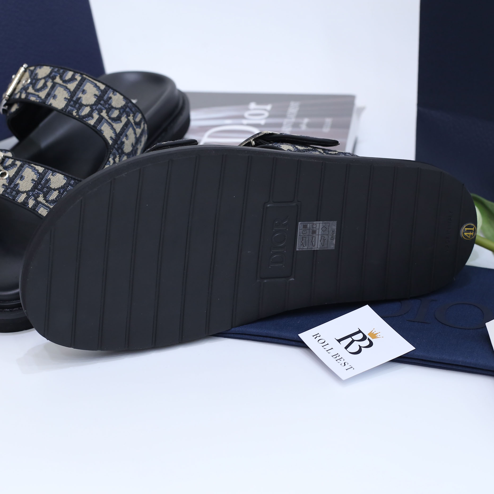 Dép Dior Aqua Sandal Beige Black Dior Oblique Jacquard Best Quality