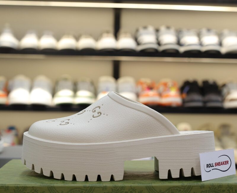 Dép Gucci Platform Perforated G Sandal Cream Best Quality
