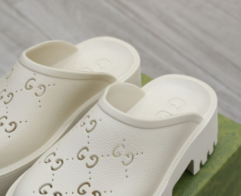 Dép Gucci Platform Perforated G Sandal Cream Best Quality