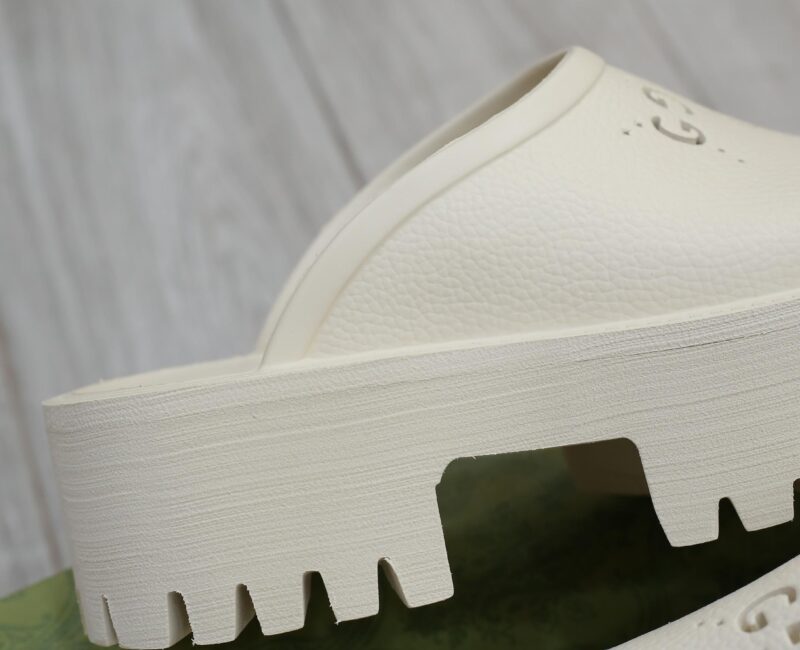 Dép Gucci Platform Perforated G Sandal Cream Best Quality
