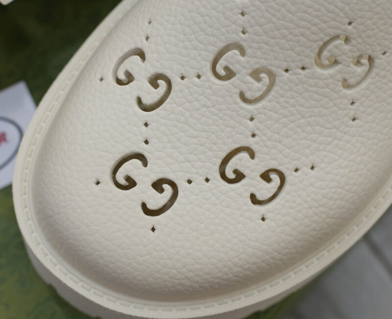Dép Gucci Platform Perforated G Sandal Cream Best Quality