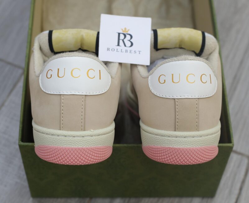 Giày Gucci Screener GG Beige Light Pink Yellow Best Quality
