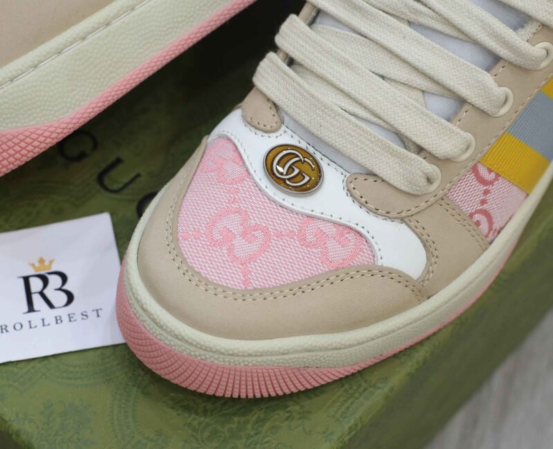 Giày Gucci Screener GG Beige Light Pink Yellow Best Quality