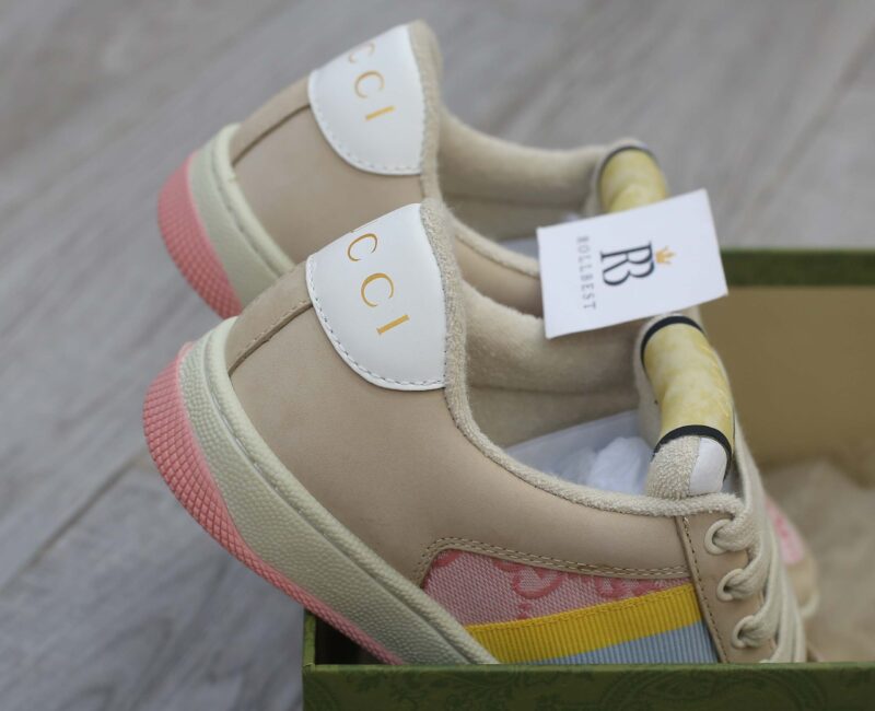 Giày Gucci Screener GG Beige Light Pink Yellow Best Quality