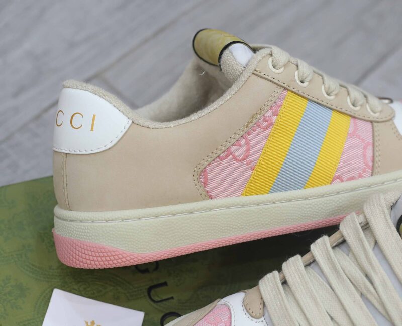 Giày Gucci Screener GG Beige Light Pink Yellow Best Quality