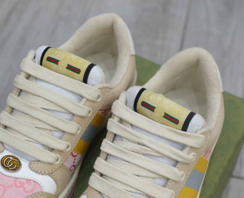 Giày Gucci Screener GG Beige Light Pink Yellow Best Quality