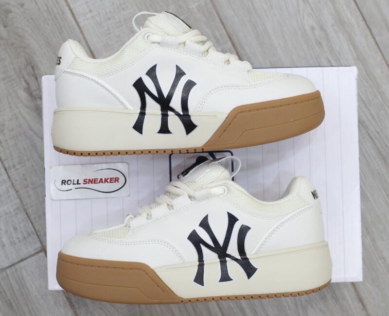 Giày MLB Chunky Wide New York Yankees Cream Trắng Kem Đế Nâu Like