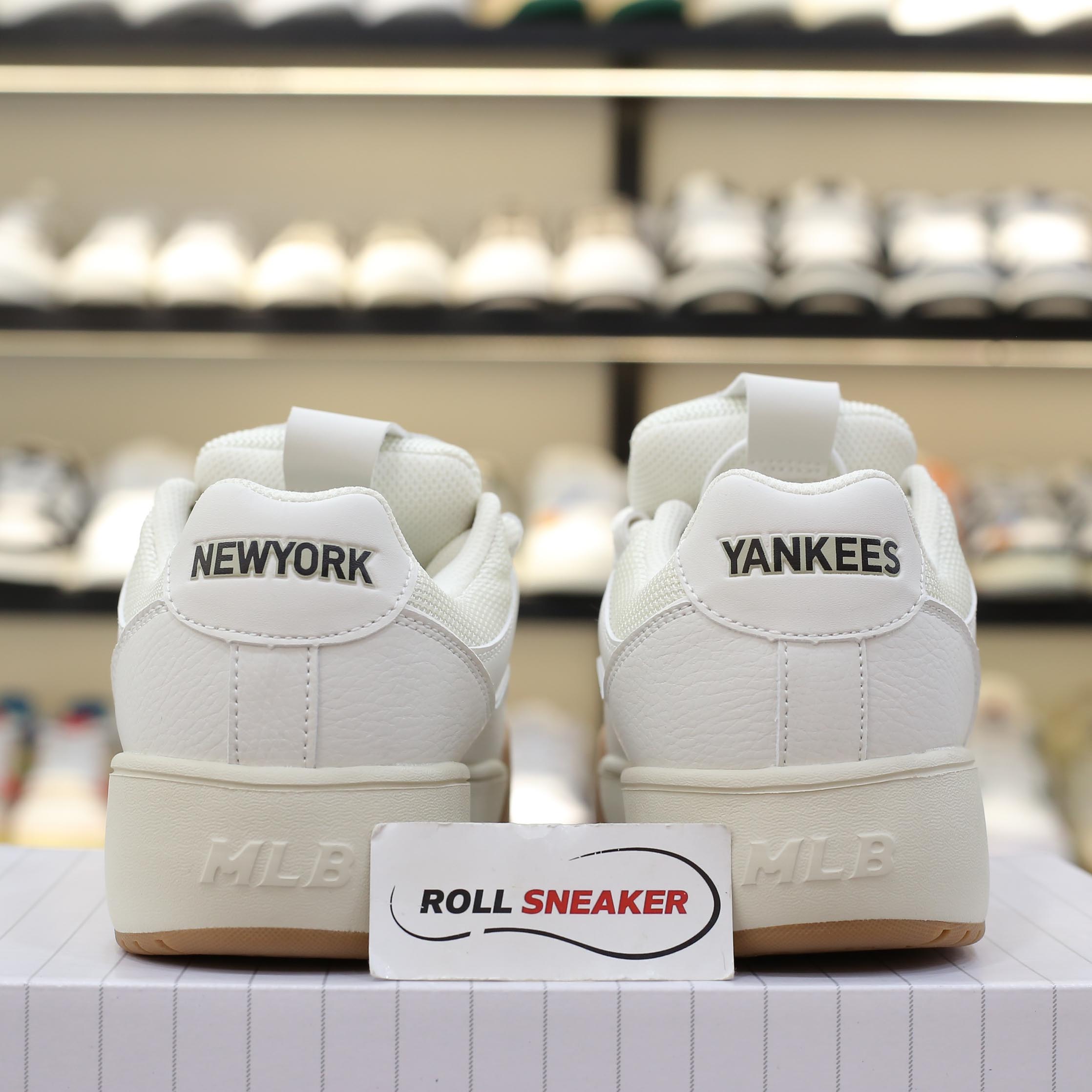 Giày MLB Chunky Wide New York Yankees Cream Trắng Kem Đế Nâu Like