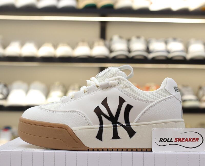 Giày MLB Chunky Wide New York Yankees Cream Trắng Kem Đế Nâu Like