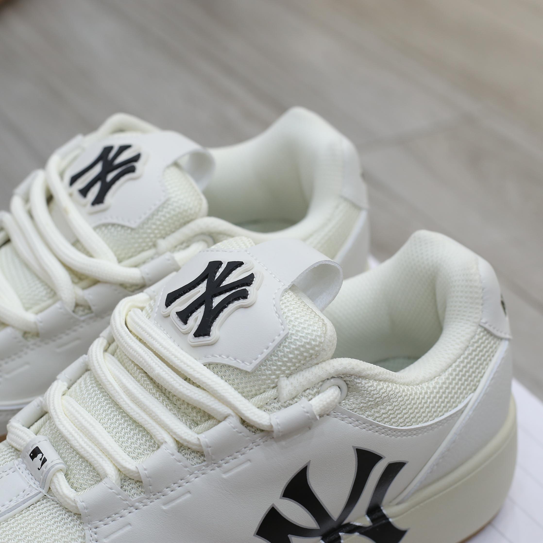 Giày MLB Chunky Wide New York Yankees Cream Trắng Kem Đế Nâu Like