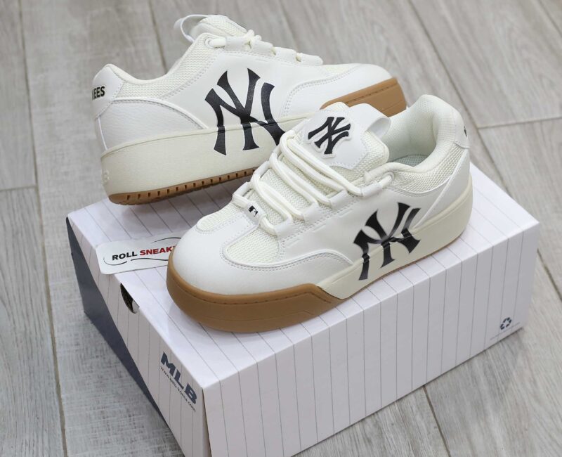 Giày MLB Chunky Wide New York Yankees Cream Trắng Kem Đế Nâu Like