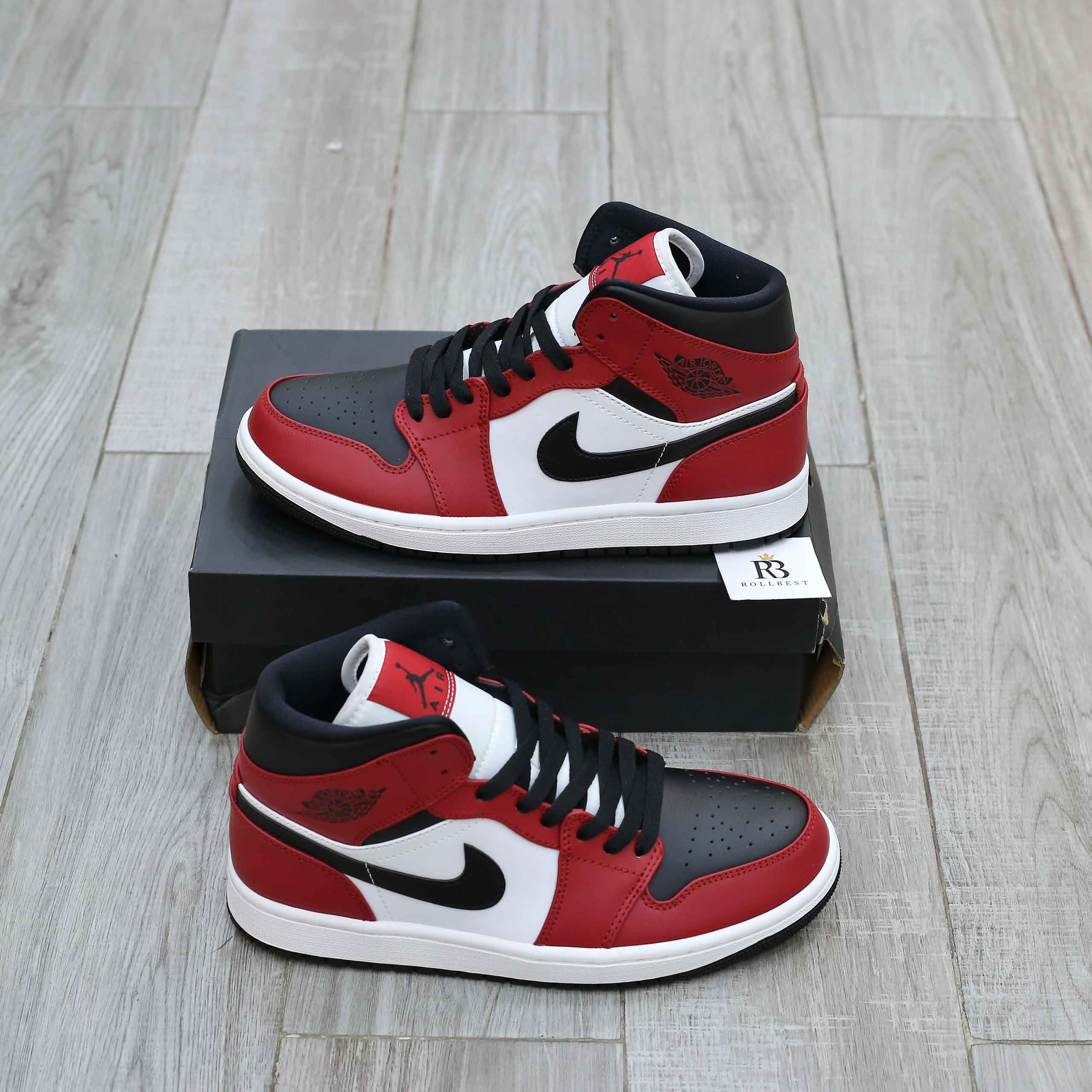 Giày Nike Air Jordan 1 Mid Chicago Black Toe Best Quality