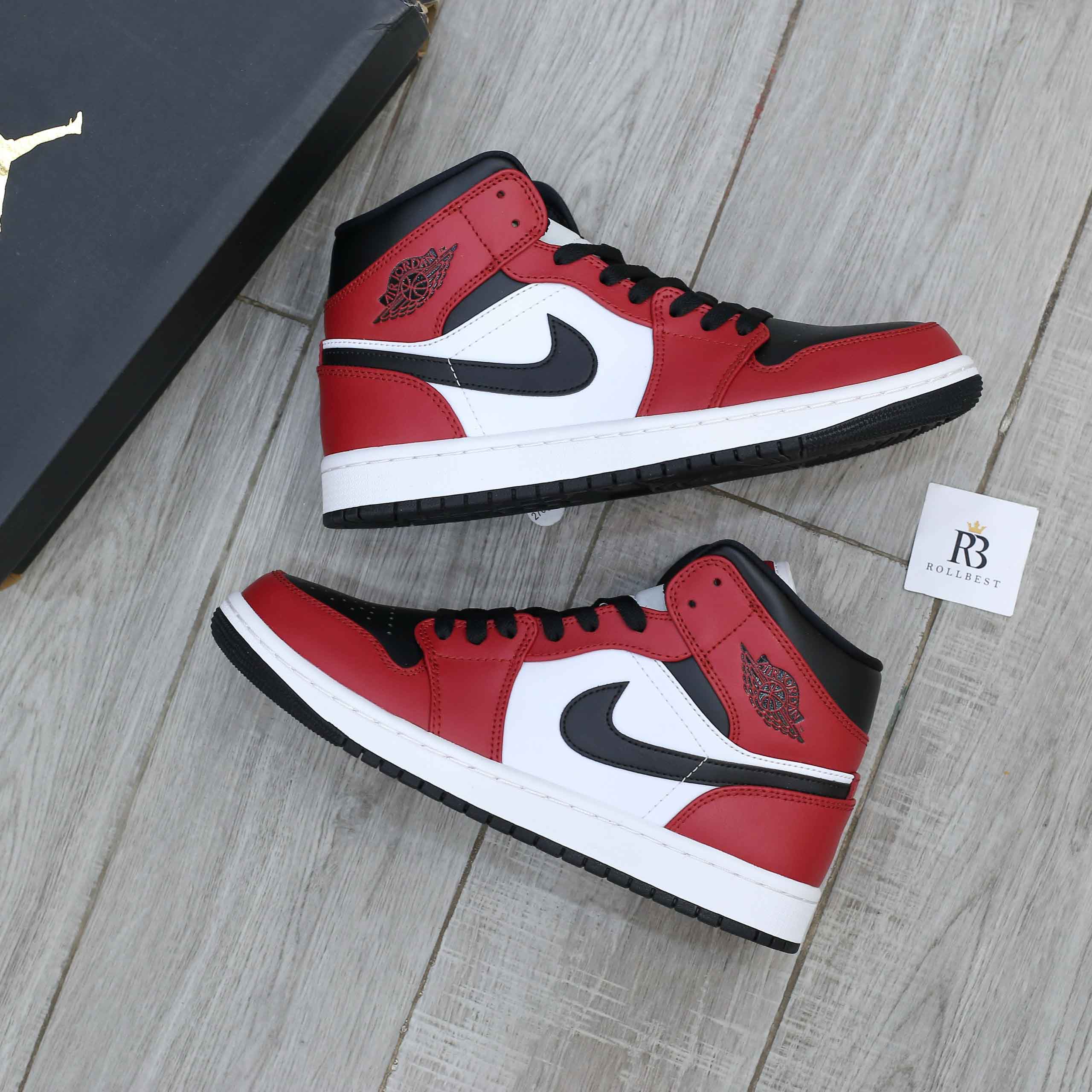 Giày Nike Air Jordan 1 Mid Chicago Black Toe Best Quality