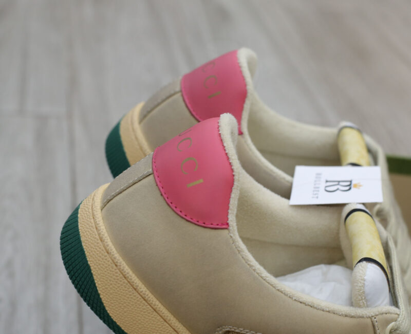 Giày ‎Gucci Screener Distressed Pink Green Best Quality