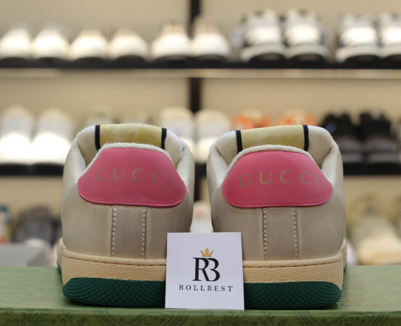 Giày ‎Gucci Screener Distressed Pink Green Best Quality