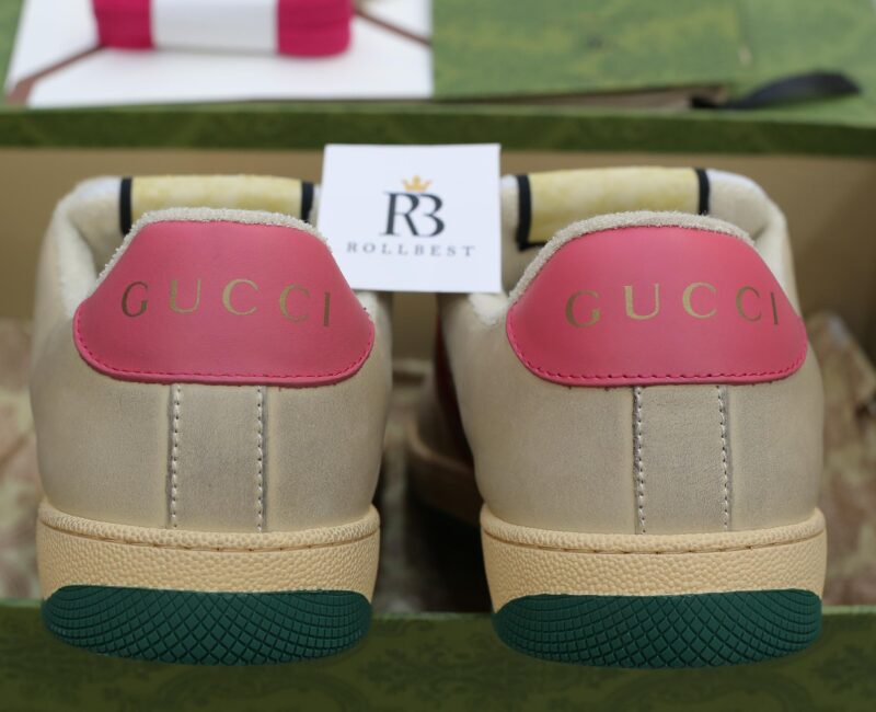 Giày ‎Gucci Screener Distressed Pink Green Best Quality