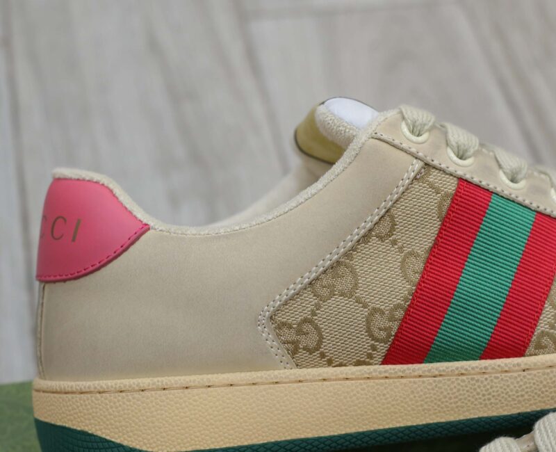 Giày ‎Gucci Screener Distressed Pink Green Best Quality