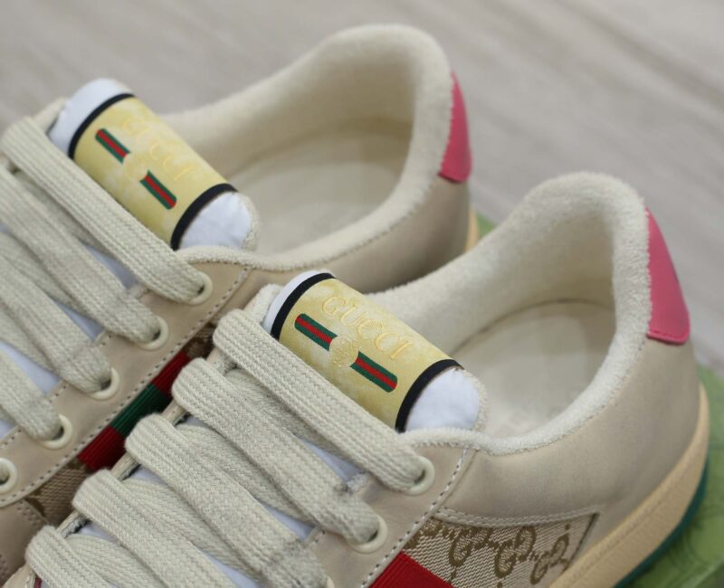 Giày ‎Gucci Screener Distressed Pink Green Best Quality