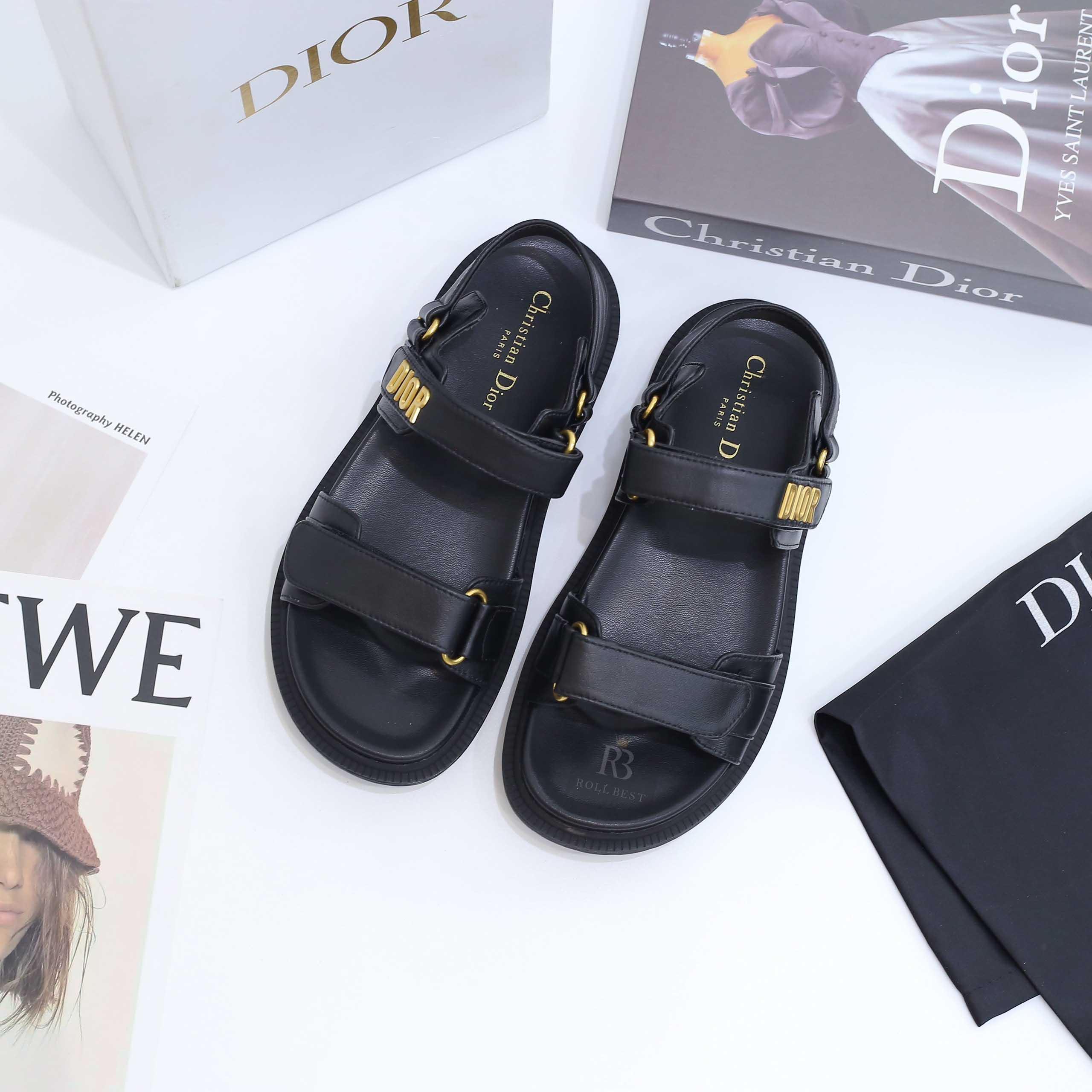 Dép Dioract Sandal Rose Quartz Quilted Cannage Calfskin Best Quality