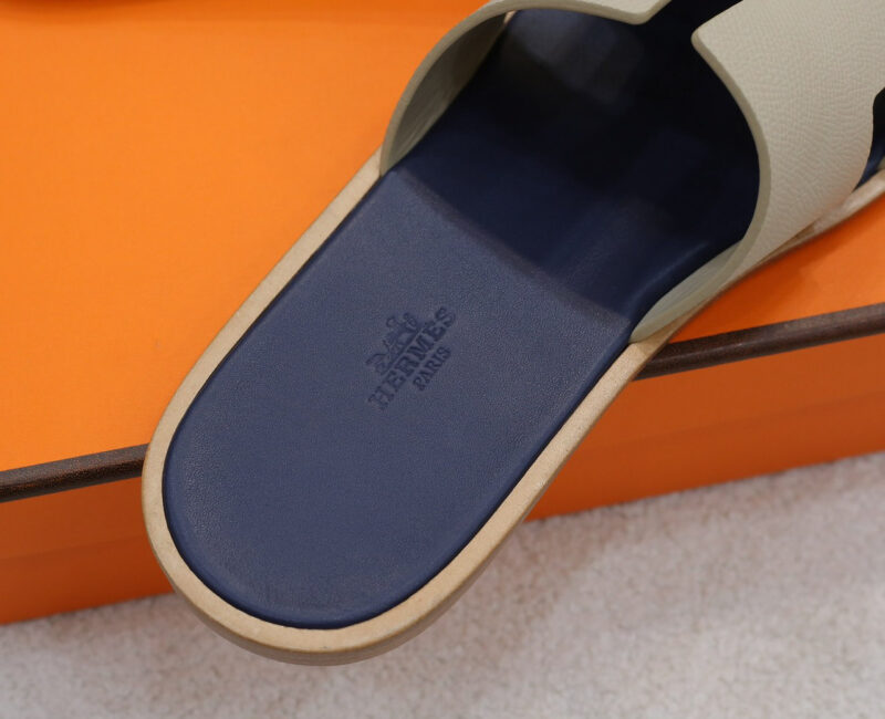 Dép Hermes Blanc Gomme da Epsom Lót Đế Celestial Blue Like Auth