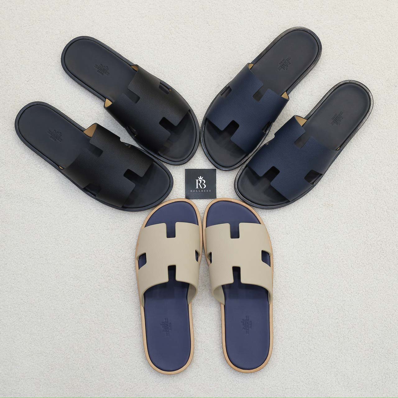 Dép Hermes Blanc Gomme da Epsom Lót Đế Celestial Blue Like Auth