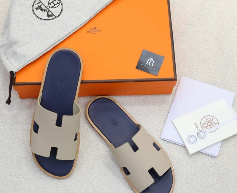 Dép Hermes Blanc Gomme da Epsom Lót Đế Celestial Blue Like Auth