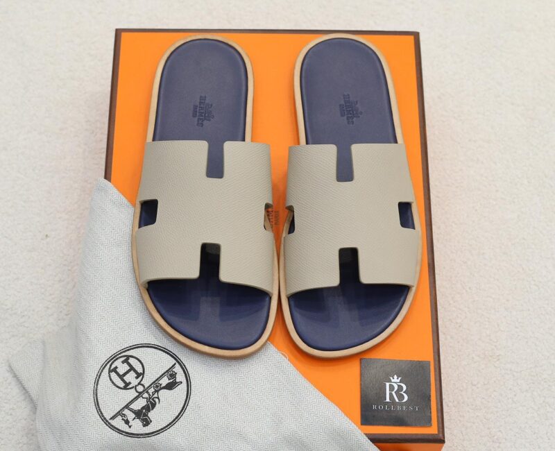 Dép Hermes Blanc Gomme da Epsom Lót Đế Celestial Blue Like Auth