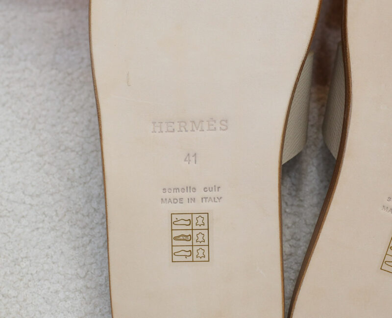 Dép Hermes Blanc Gomme da Epsom Lót Đế Celestial Blue Like Auth